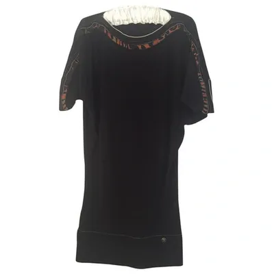 Pre-owned Roberto Cavalli Wool Mini Dress In Black