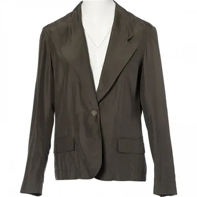 Pre-owned Lanvin Silk Blazer In Khaki