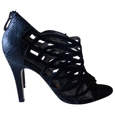 Pre-owned Bcbg Max Azria Leather Sandal In Black