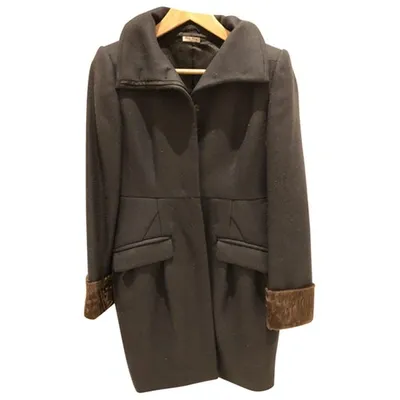 Pre-owned Miu Miu Wool Coat In Green