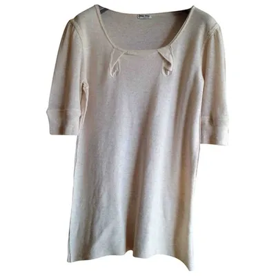 Pre-owned Miu Miu Linen Blouse In Ecru