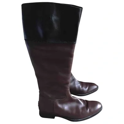 Pre-owned Tod's Leather Riding Boots In Brown