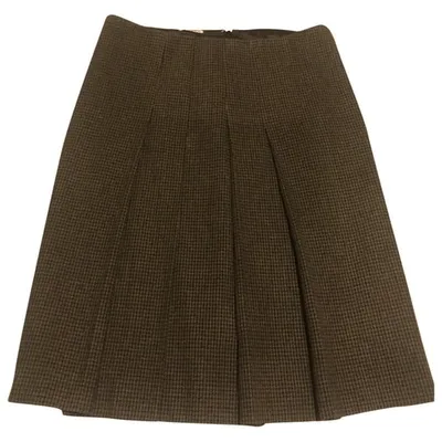 Pre-owned Miu Miu Wool Mid-length Skirt In Brown