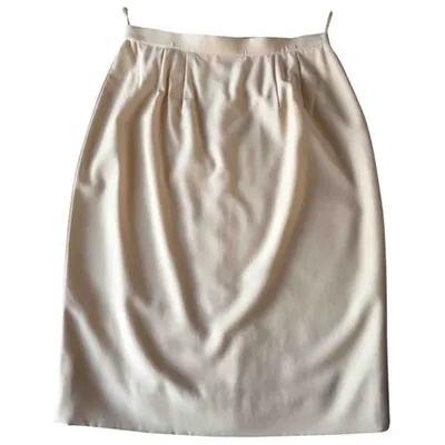 Pre-owned Karl Lagerfeld Wool Mid-length Skirt In Beige