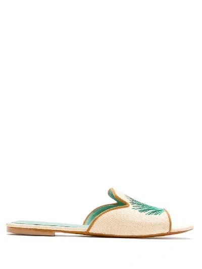 Blue Bird Shoes Palmeira Straw Slides In Neutrals