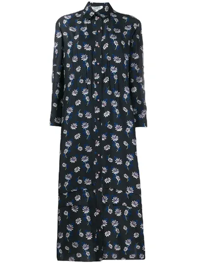 Kenzo Floral Print Shirt Dress In Blue