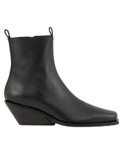 Ann Demeulemeester Black Square Toe Wedge Heel Boots