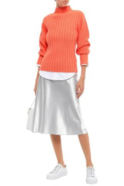 Victoria Victoria Beckham Neon Ribbed Wool Sweater In Orange