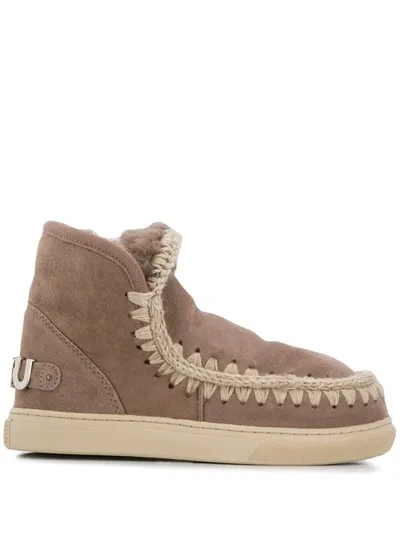 Mou Eskimo Sneakers Ankle Boots In Camel Color In Brown