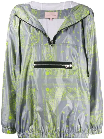 Natasha Zinko Bandana-print Hood Windbreaker In Grey