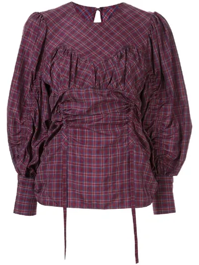 Muller Of Yoshiokubo Médina Check Blouse In Purple