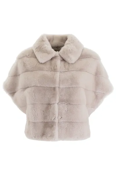 Blancha Mink Fur Jacket In Beige,grey