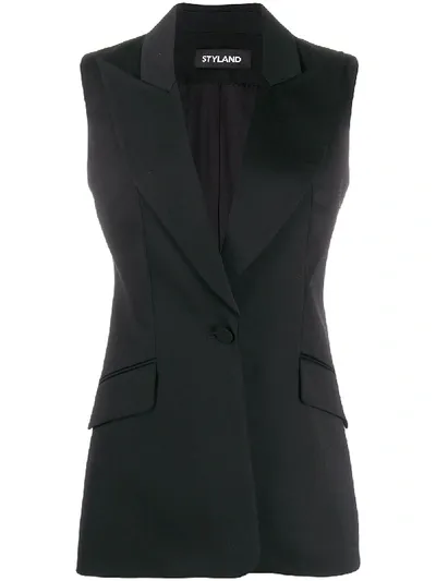 Styland Tailored Midi Waistcoat In Black