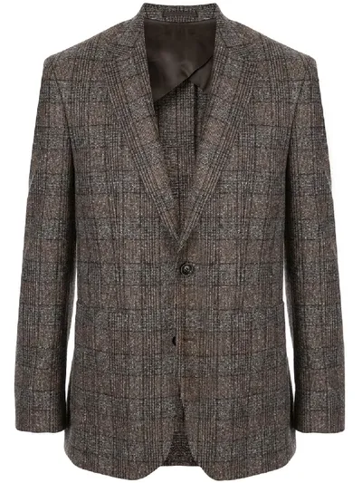 Cerruti 1881 Check Print Tailored Blazer In Brown