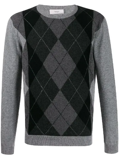 Pringle Of Scotland Argyle-knit Sweater In Grey