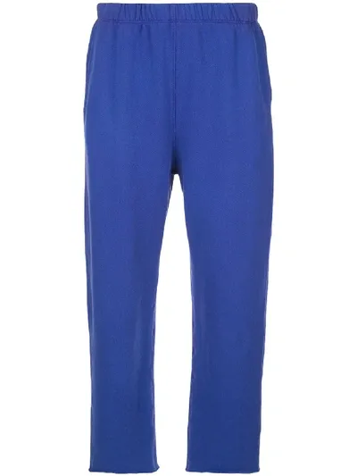 Raquel Allegra Cosmos Fleece Cropped Track Pants In Blue