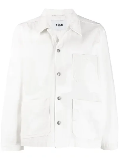 Msgm Classic Denim Jacket In White