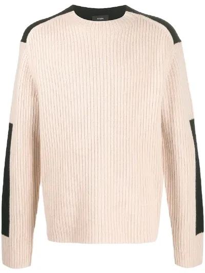 Joseph Rib-knit Panelled Jumper In Brown