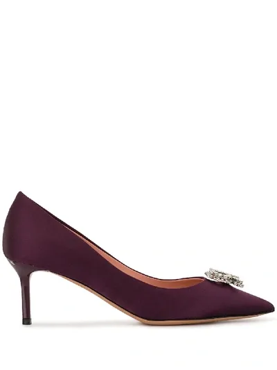 Rochas Embellished Satin Pumps In Purple