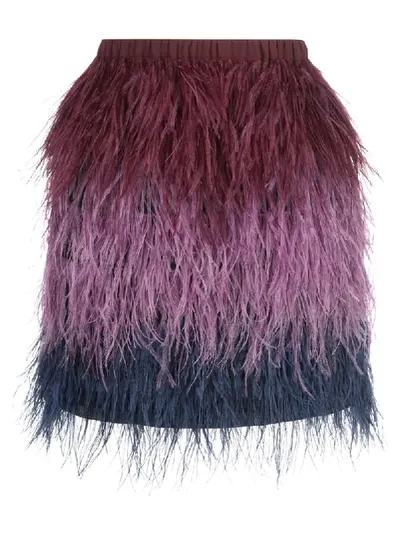 Cynthia Rowley Ostrich Feather Mini Skirt In Multicolour