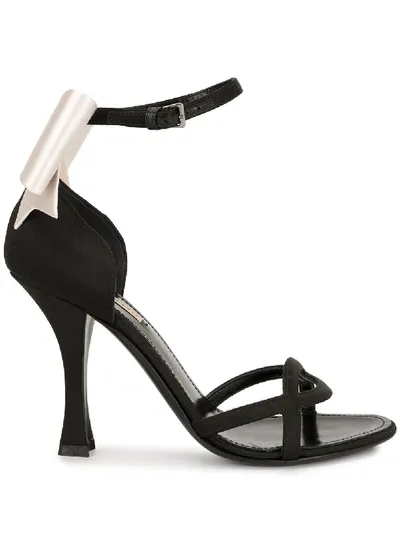 Fabrizio Viti Satin Bow Sandals In Black