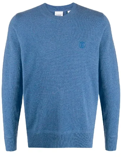 Burberry Chest Logo Jumper In Blue