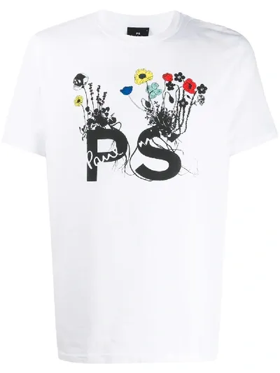 Ps By Paul Smith Skull Flower T-shirt In White