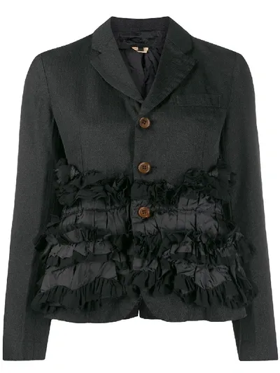 Comme Des Garçons Comme Des Garçons Ruffled Panel Blazer In Black