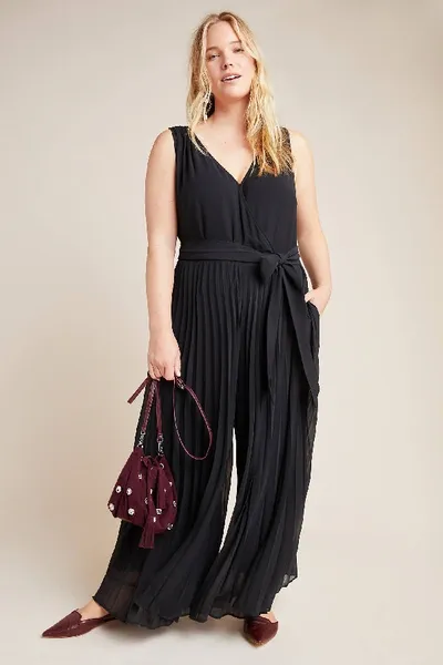 Anthropologie Viva Pleated Jumpsuit In Black