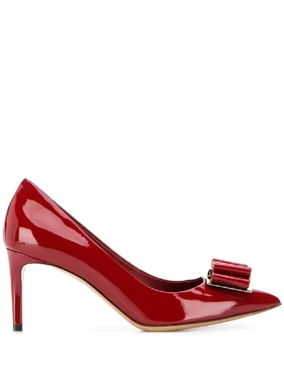 Ferragamo Vara Bow Pumps In Red