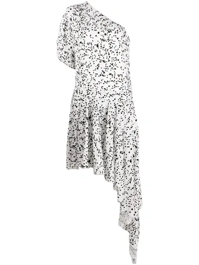 Giuseppe Di Morabito Asymmetric One-shoulder Printed Dress In White