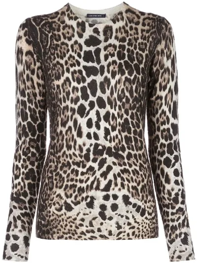 Samantha Sung Leopard Knit Jumper In Neutrals