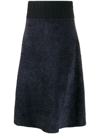 Tory Burch High-waisted Midi Skirt In Blue