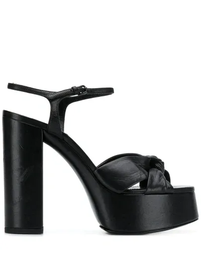 Saint Laurent 145mm Leather Platform Sandals In Black