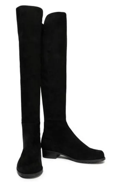 Stuart Weitzman Jersey-paneled Suede Over-the-knee Boots In Black