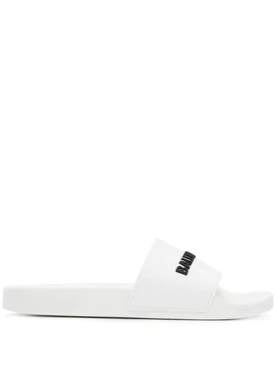 Balenciaga Piscine Logo-embossed Rubber Slides In White