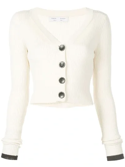 Proenza Schouler White Label Fine Gauge Rib Cropped Knit Cardigan In White