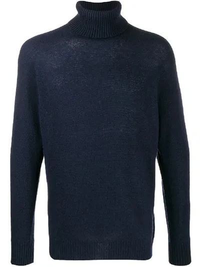 Maison Flaneur Fine Knit Turtleneck Jumper In Blue