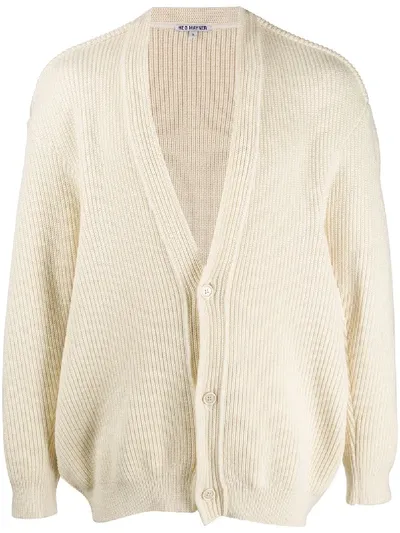 Hed Mayner Ribbed Knit Cardigan In Neutrals