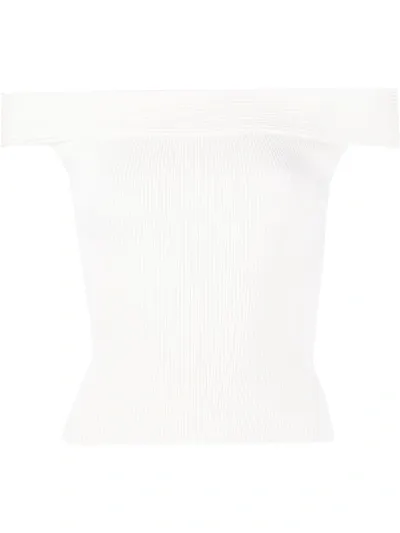 Alexander Mcqueen Off-the-shoulder Stretch-knit Top In Ivory