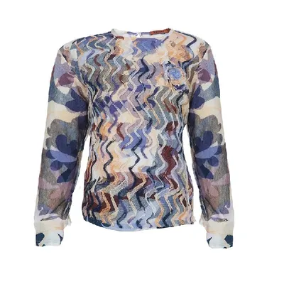 Pre-owned Missoni Multicolor Mesh Applique Long Sleeve T-shirt 8 Yrs