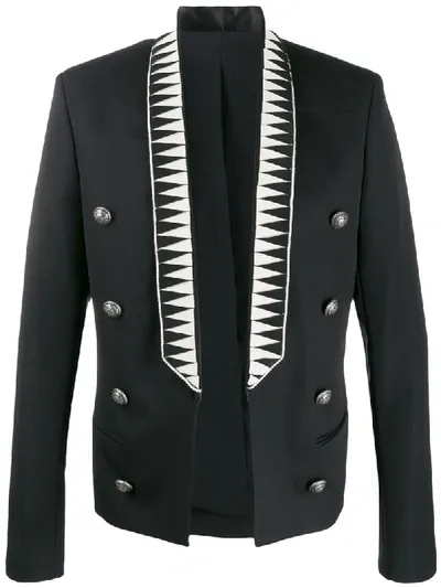 Balmain Geometric-lapel Blazer In Black