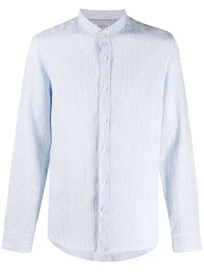 Brunello Cucinelli Striped Shirt In Blue