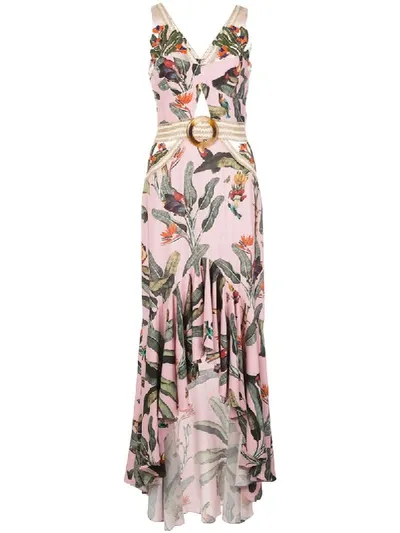 Patbo Beaded Tropical Midi Dress In Pink