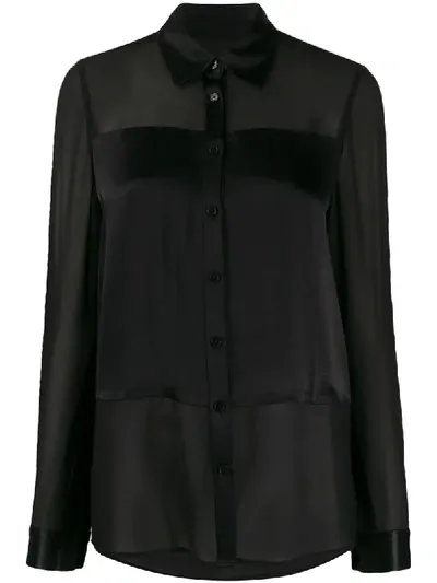 Michael Michael Kors Chiffonbluse Mit Satineinsatz In Black