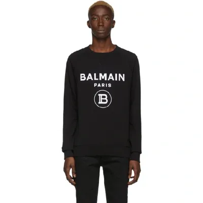 Balmain Logo Print Sweatshirt In Black