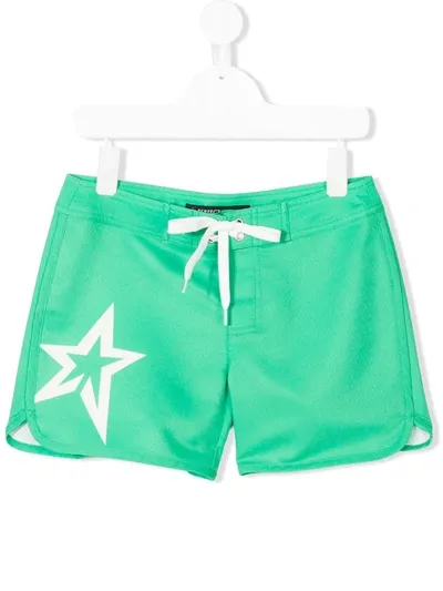 Perfect Moment Kids' Star Print Swim Shorts In Green