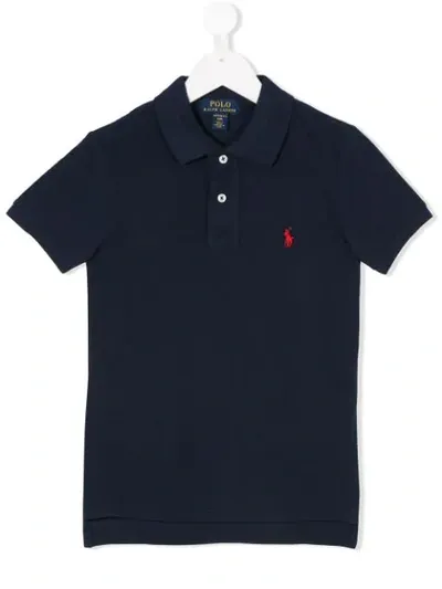 Ralph Lauren Kids' Blue Polo Shirt With Red Logo