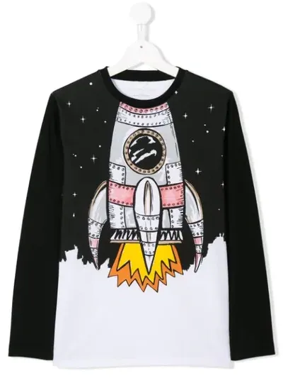 Stella Mccartney Teen Rocket Print T-shirt In Black