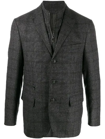 Corneliani Checked Fitted Blazer In Grey